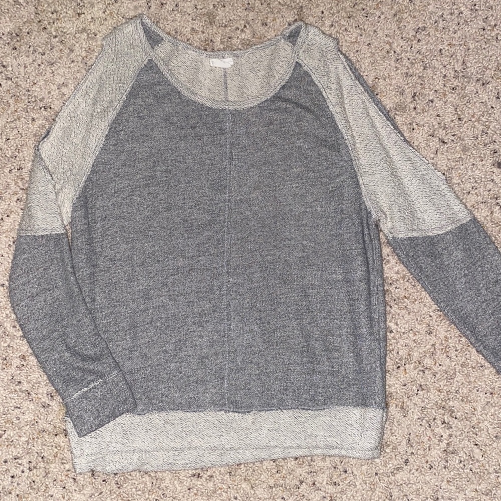 Grey sweater with shoulder cut outs